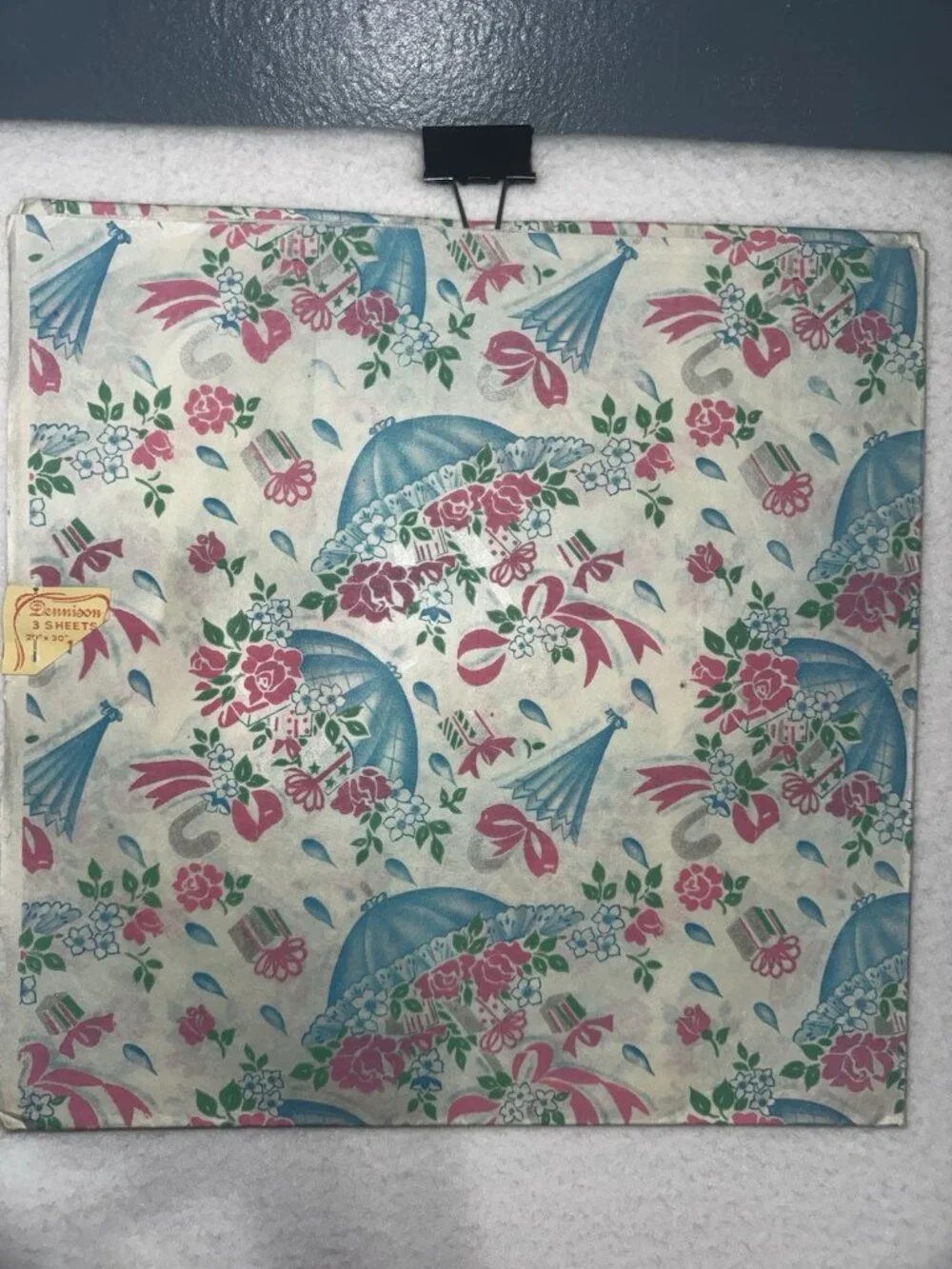 Vintage 1930s Dennison Shower Gift Wrap Original Package 10 Cents Flowers Rare